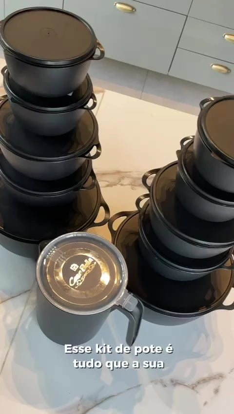 Kit 10 Potes Bowl + Jarra 1.800L