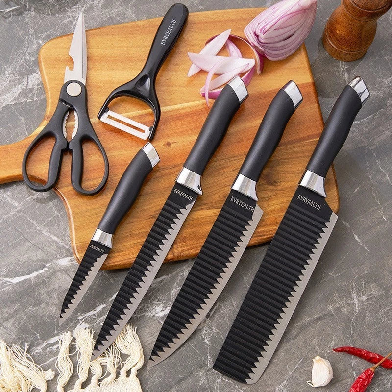 Conjunto de Facas Profissional Kit 6 Peças - Faca Chef, Carne, Legumes, Descascador e Tesoura Aço Carbono