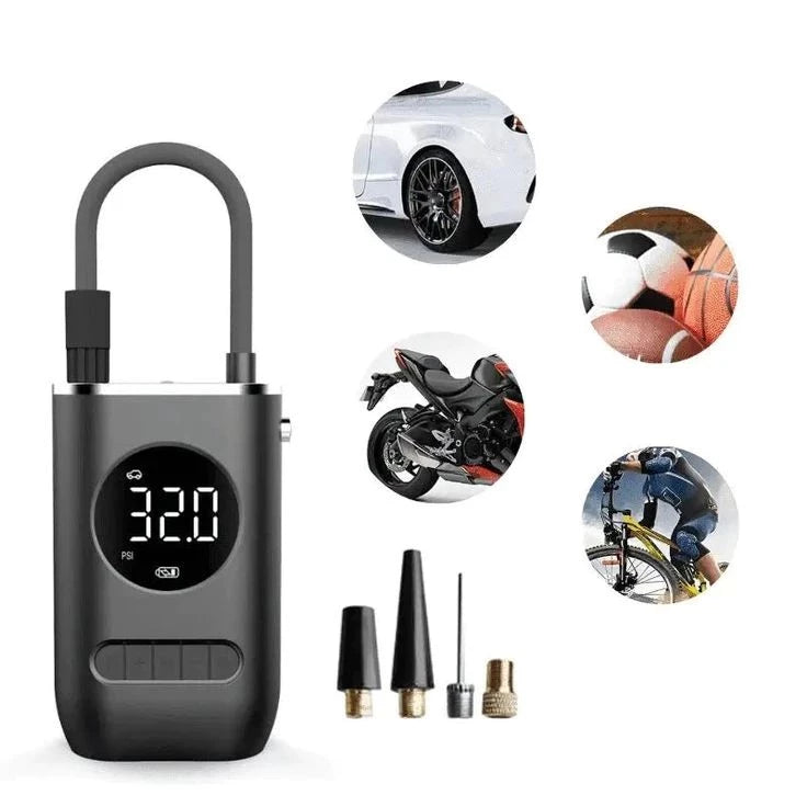 Compressor de Ar Elétrico Portátil Digital – Enche Pneu de Carro, Moto, Bike, Bicicleta, Bola e Piscina