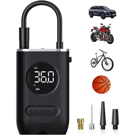 Compressor de Ar Elétrico Portátil Digital – Enche Pneu de Carro, Moto, Bike, Bicicleta, Bola e Piscina