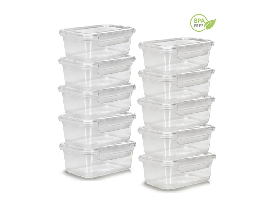 Kit 10 Marmita Potes 800ml com Travas Laterais BPA FREE - Alimentos organizadores de congelador