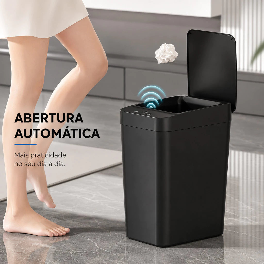 Lixeira Inteligente 13L Automática - Sensor de Movimento, Tampa Sem Contato