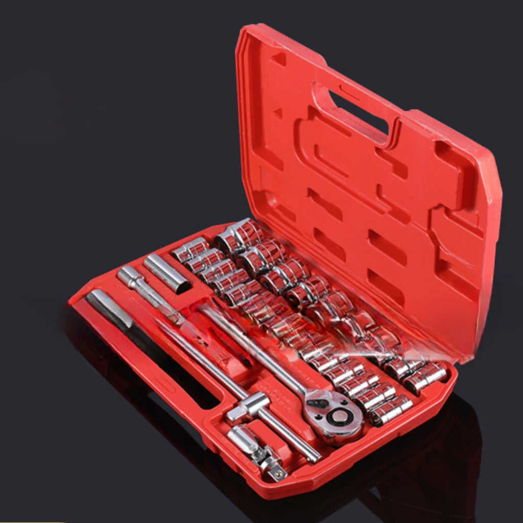 Kit De Ferramentas 40/46 Peças Jogo De Soquetes Chave Catraca Reversível Com Maleta