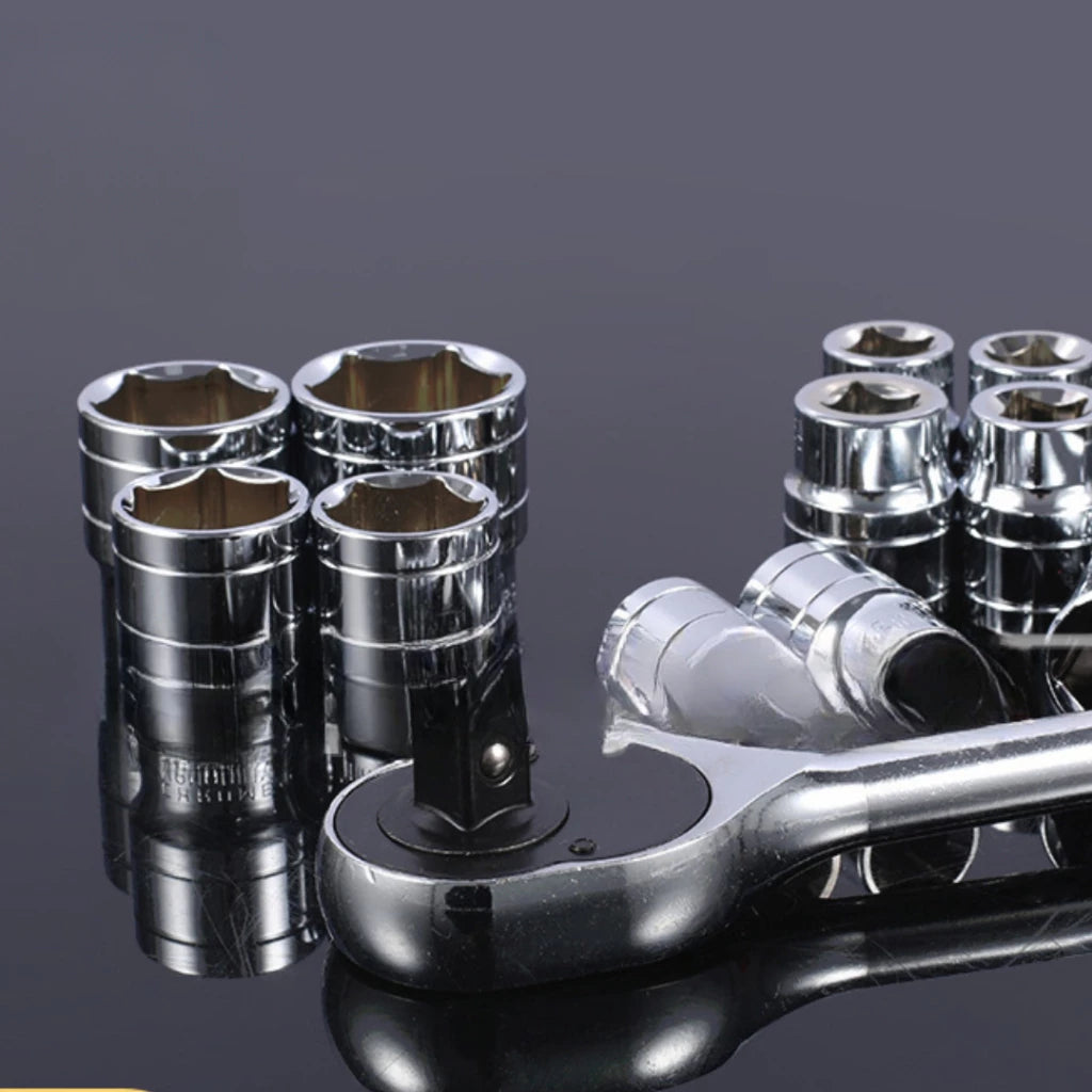 Kit De Ferramentas 40/46 Peças Jogo De Soquetes Chave Catraca Reversível Com Maleta