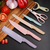 Conjunto de Facas Profissional Kit 6 Peças - Faca Chef, Carne, Legumes, Descascador e Tesoura Aço Carbono