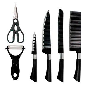Conjunto de Facas Profissional Kit 6 Peças - Faca Chef, Carne, Legumes, Descascador e Tesoura Aço Carbono
