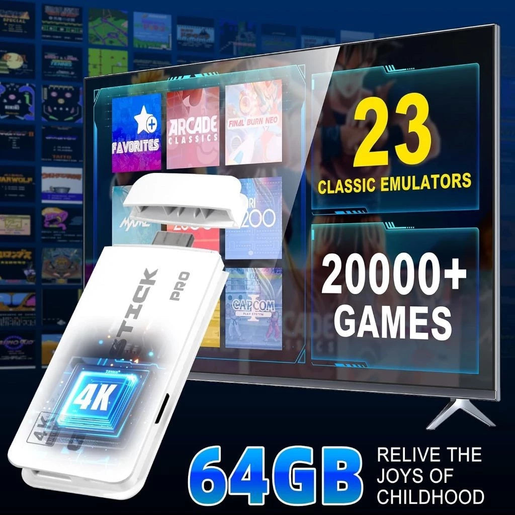 Game Stick M15 Pro 4K 64GB HDMI com 2 Controles Sem Fio + 20 Mil Jogos