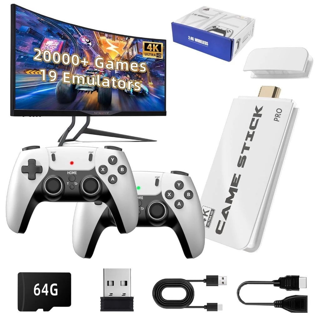 Game Stick M15 Pro 4K 64GB HDMI com 2 Controles Sem Fio + 20 Mil Jogos