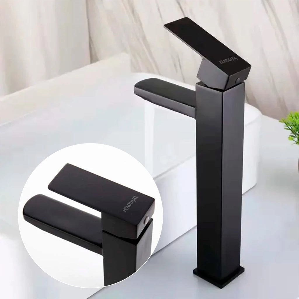 Torneira Banheiro Lavabo Luxo Monocomando Alta Metal Preta