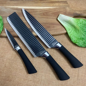 Conjunto de Facas Profissional Kit 6 Peças - Faca Chef, Carne, Legumes, Descascador e Tesoura Aço Carbono