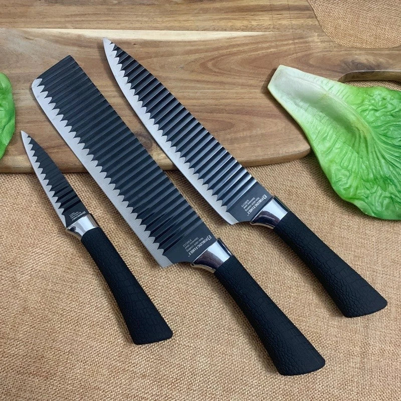 Conjunto de Facas Profissional Kit 6 Peças - Faca Chef, Carne, Legumes, Descascador e Tesoura Aço Carbono