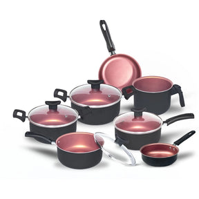 Jogo De Panelas Antiaderente 10 Pçs Kit Conjunto Teflon Tampa de Vidro Várias Cores Durável Moderna