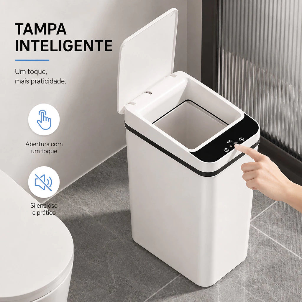 Lixeira Inteligente 13L Automática - Sensor de Movimento, Tampa Sem Contato